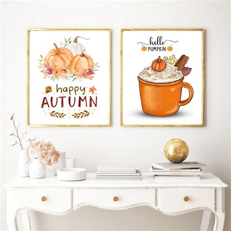 Pumpkin Spice Latte Print Hello Pumpkin Sign Autumn Home - Etsy