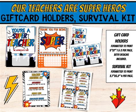 Teacher Appreciation Week Printable Editable Super Hero Comic Bundle Diy Teacher Appreciation