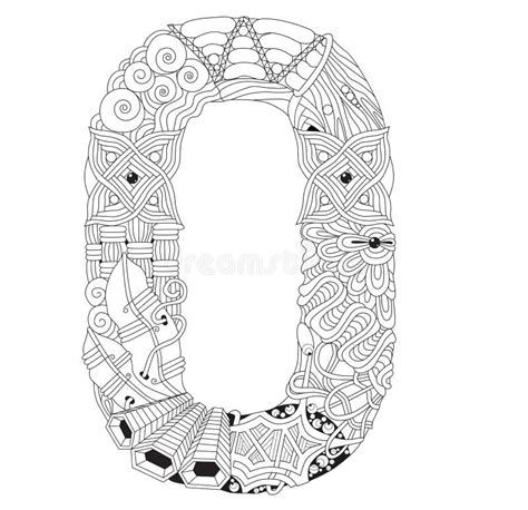 Letter O For Coloring Vector Decorative Zentangle Object Stock Vector