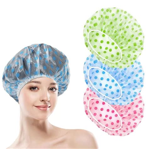 Ijigui 3 Pack Elastic Shower Cap Reusable Waterproof