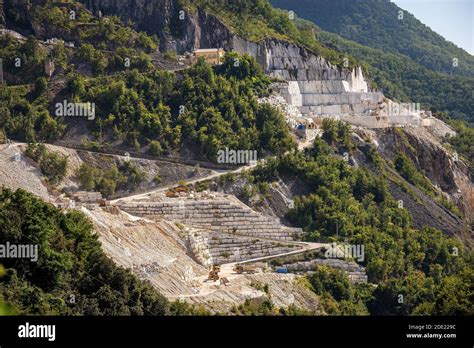 Outdoor Quarry Of White Carrara Marble On The Apuan Alps Alpi Apuane