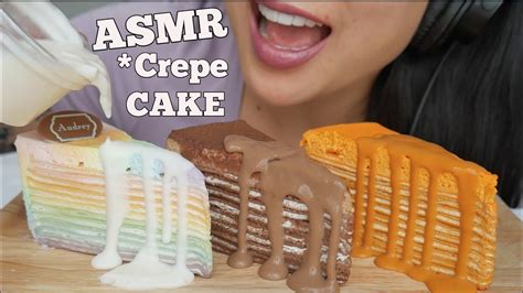 Asmr Crepe Cake Unicorn Triple Chocolate Thai Ice Tea Soft Eating Sounds Sas Asmr Youtube