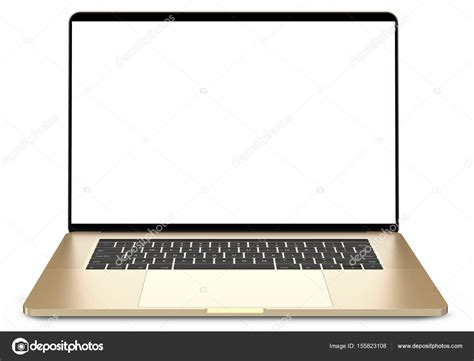 Laptop With Blank Screen Isolated On White Background Gold Aluminium