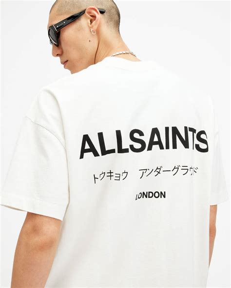 Underground Oversized Crew Neck T Shirt Ashen White Allsaints