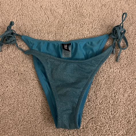 Triangl Blue Sparkly Bikini Bottoms Never Worn Depop