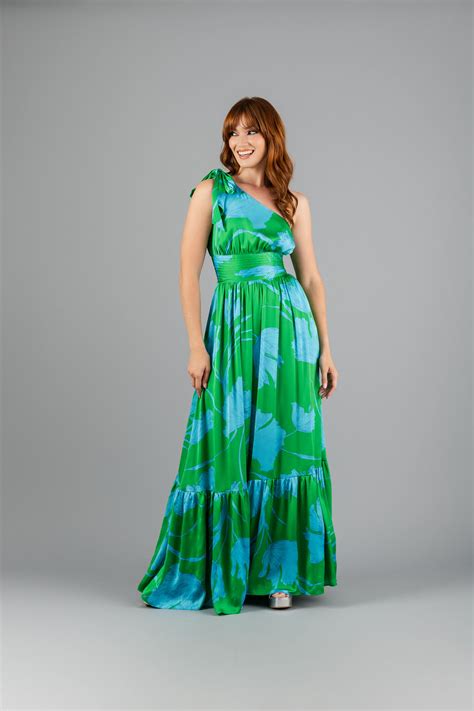 Kenana Maxi Dress Satin Un Hombro Verano