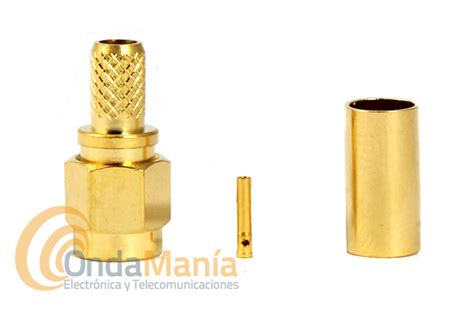 Conector Dorado Sma Macho Invertido Reverse Para Crimpar En Rg