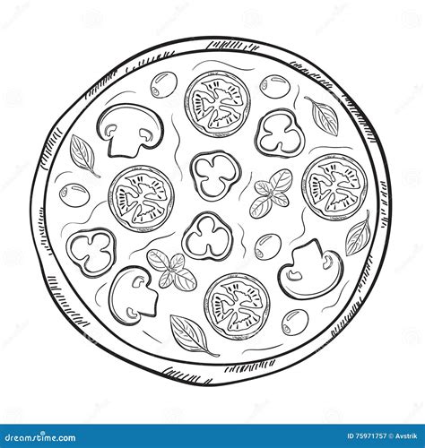 Pizza Hand Drawn Illustration Stock Vector Illustration Of Sliced