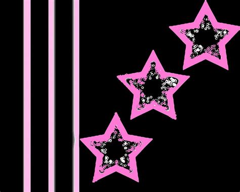 Pink Stars N Stripes Bright Pink Stars On Black Pink Stripes Hd