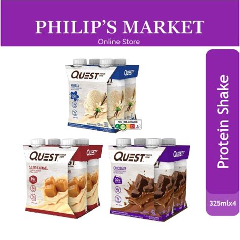 Quest Nutrition Protein Shake 325ml Pack Of 4 Vanilla Chocolate Salted Caramel Shopee Singapore