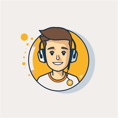 Premium Vector Man With Headphones Vector Illustration In A Flat