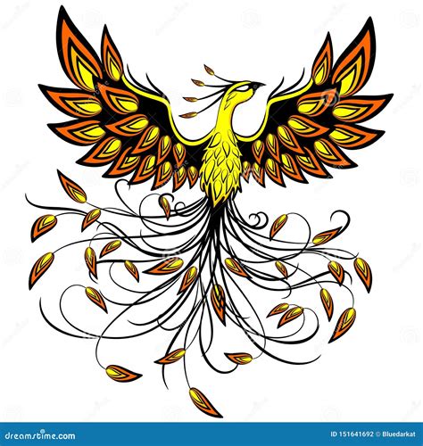 Phoenix Mythical Creature Logo Tattoo Style Vector Illustration ...