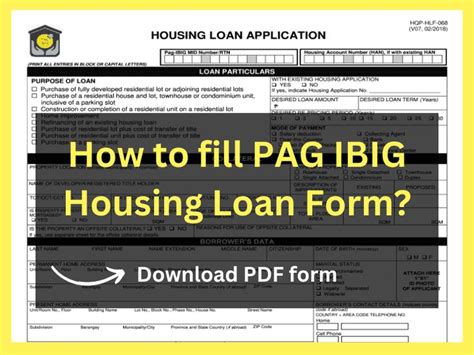 A Form With The Title How To Fill Pag Big Housing Loan Form