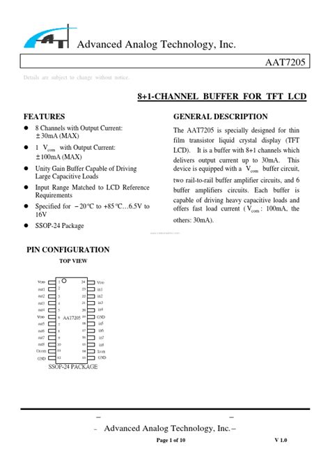 Aat7205 Aat Buffer Hoja De Datos Ficha Técnica Distribuidor