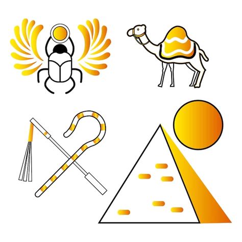 Premium Vector Set Of Colored Egypt Icons Vector Illustration