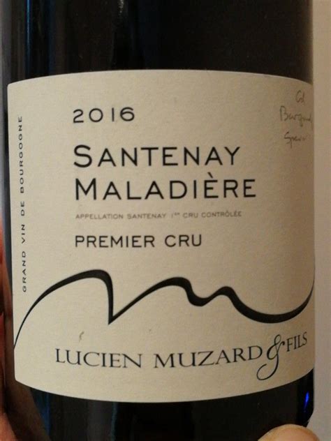 2016 Lucien Muzard Santenay 1er Cru Maladière France Burgundy Côte