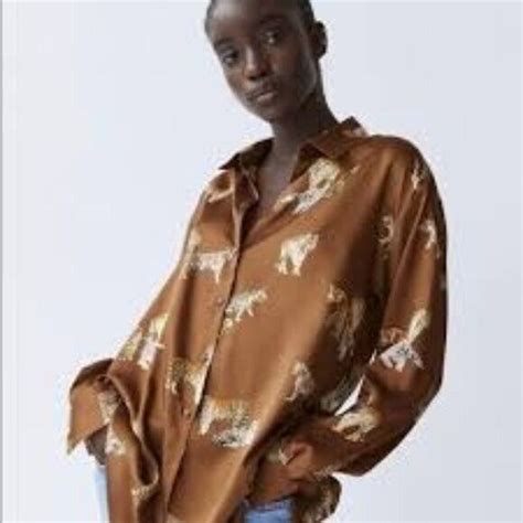 Zara Rare Oversized Longsleeve Buttondown Satin Effect Tiger Dress