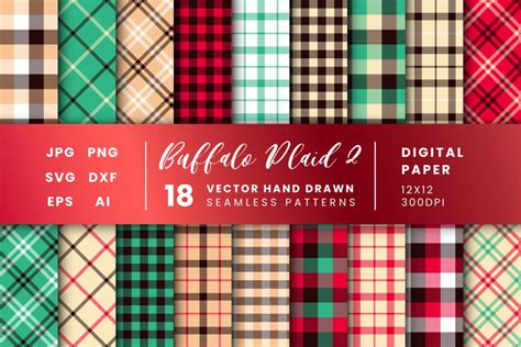 Buffalo Plaid Backgrounds Christmas Plaid Digital Papers