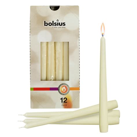 Bolsius Ivory 10 Taper Unscented Holiday Candles For Wedding Dinner Emergecy Home Party