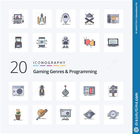 Gaming Genres And Programming Line Filled Color Icon Pack Like