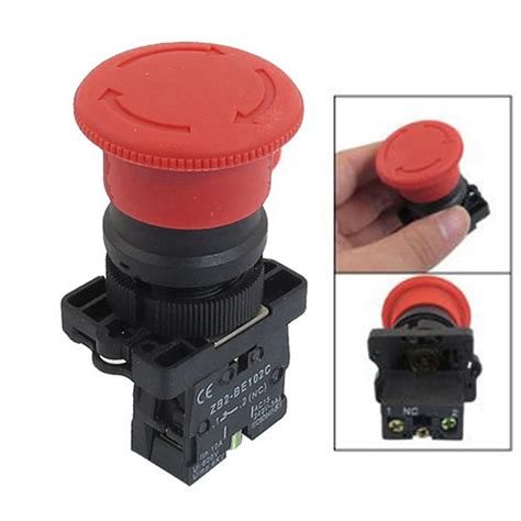 600v 10a 22mm Emergency Stop Push Button Switch Nc Nc Red Mushroom