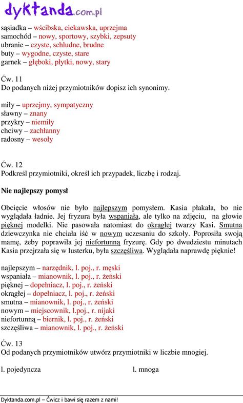 Przymiotnik Wiczenia Pdf Darmowe Pobieranie