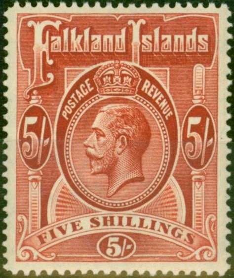 Falkland Islands 1912 5s Deep Rose Red SG67 Fine Fresh LMM