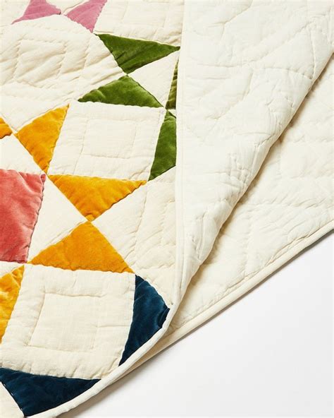 Patchwork Multicolour Velvet Bedspread Oliver Bonas Patchwork