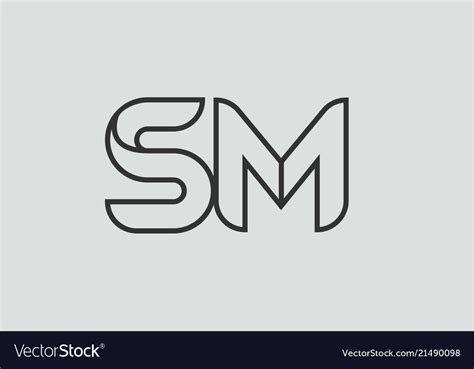 Black and white alphabet letter sm s m logo Vector Image