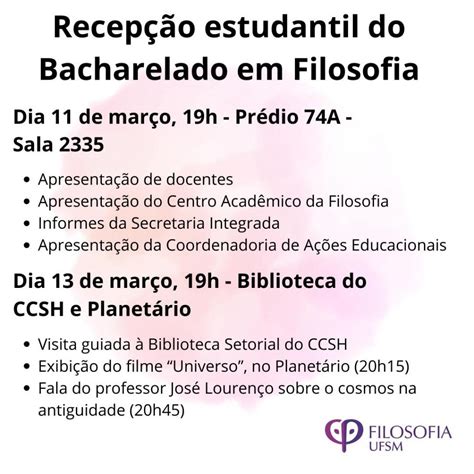 Recepção Filosofia Bacharelado – Filosofia