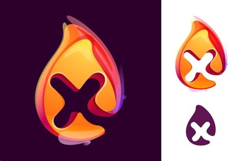 Premium Vector X Letter Logo In Fire Flame Negative Space 3d