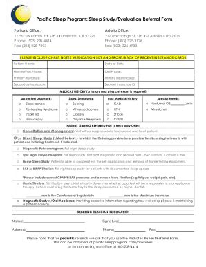 Fillable Online Sleep Study Evaluation Referral Form Pacific Sleep