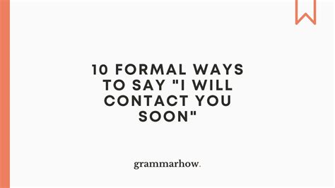 10 Formal Ways To Say I Will Contact You Soon