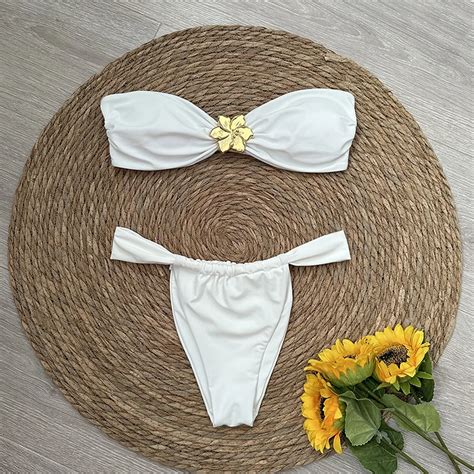 Bikini Bandeau Con Realce Para Mujer Traje De Ba O Sexy Conjunto De