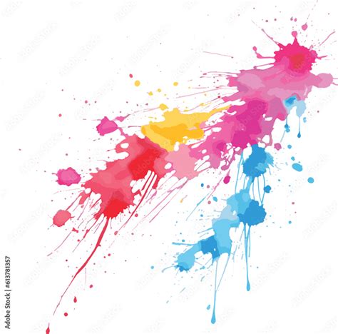 Colorful Paint Splashes Bright Colorful Watercolor Splash Splatter Stain Brush Strokes On White