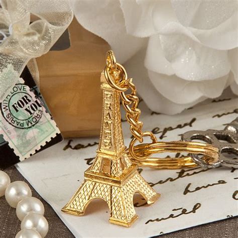 Eiffel Tower Design Gold Keyring Favor Eiffel Tower Keychain Gold