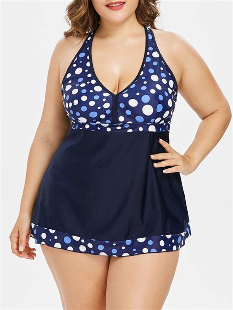 [37 Off] Plus Size Polka Dot Criss Cross Tankini Set Rosegal