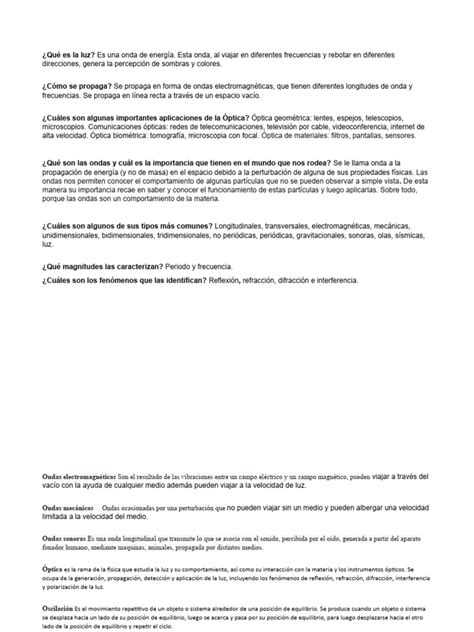 Qué Es La Luz Pdf Óptica Ligero