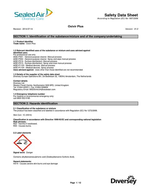 Safety Data Sheet Section 1 Identification Of The Substance Mixture And Of The Company