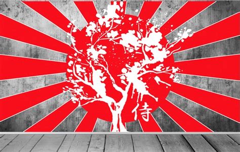 Japan Flag Japanese Style Modern Wallpaper Blossom Tree Mural - Etsy