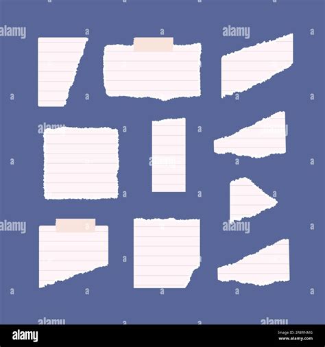 Set Of Empty Torn Ripped White Lined Note Notebook Paper Pieces