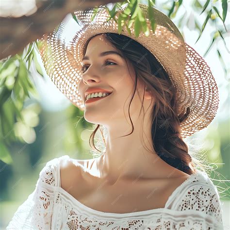 Premium Photo Beautiful Smiling Model Dressed In Elegant Summer Clothes