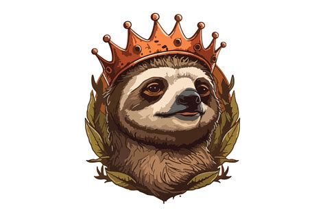 Sloth King Vector Illustration Graphic by BreakingDots · Creative Fabrica