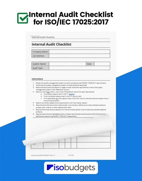 Iso Iec 17025 Internal Audit Checklist Isobudgets