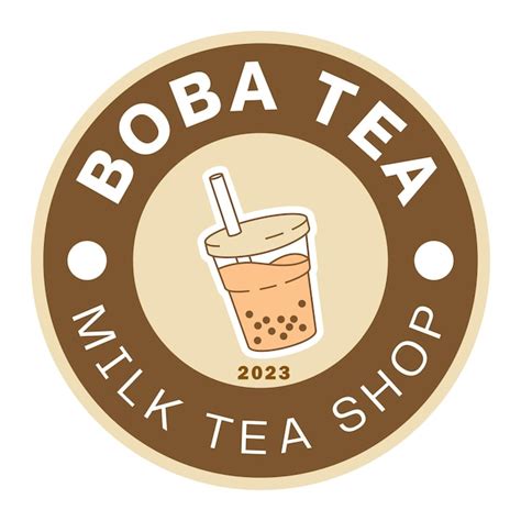 Un Logotipo Para La Tienda De Té Con Leche Boba Tea Vector Premium