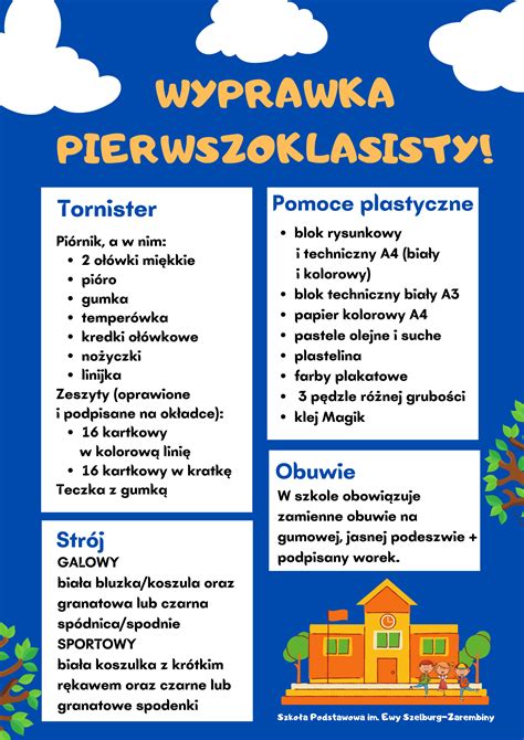 Wyprawka Pierwszoklasisty Szko A Podstawowa Im Ewy Szelburg