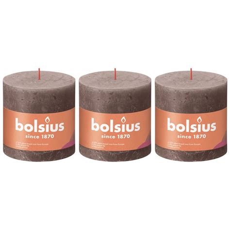 Bougies Pilier Rustiques Shine Pcs X Mm Taupe Rustique Bolsius