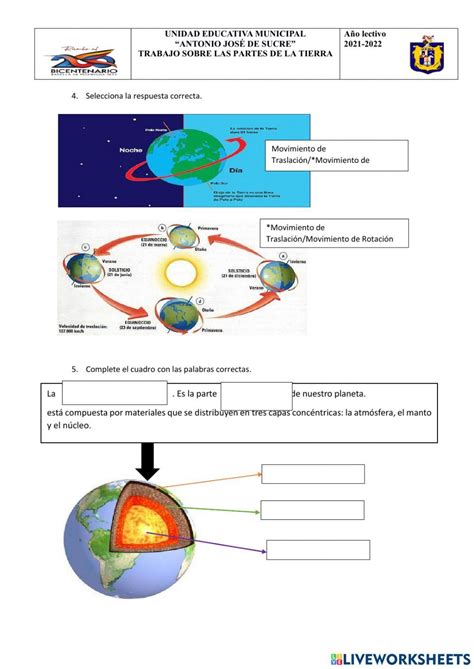 Ejercicio De Capas De La Tierra Y Sus Características Capas De La Tierra Cuadernos