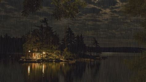 Rain On A Cozy Lake House Hrs Dark Screen For Deep Sleep Focus