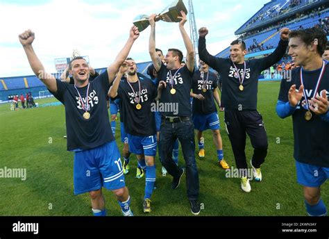 Dinamo Zagreb players celebrate winning the Prva HNL title Stock Photo ...